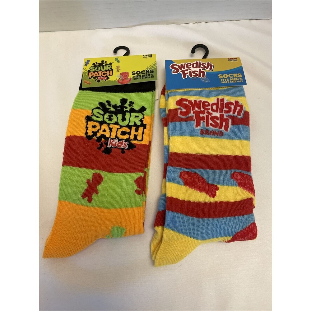 New Swedish Fish Candy Crew Socks 2 Pairs Mens Or Womens Fun Novelty Gift